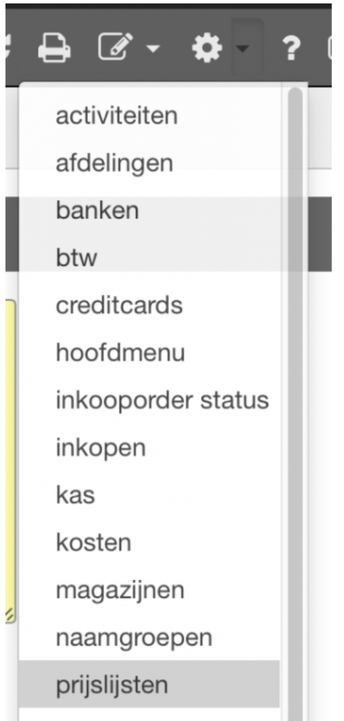 prijslijsten instellen
