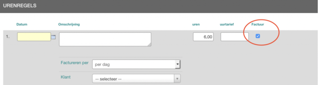uren wel of niet op factuur